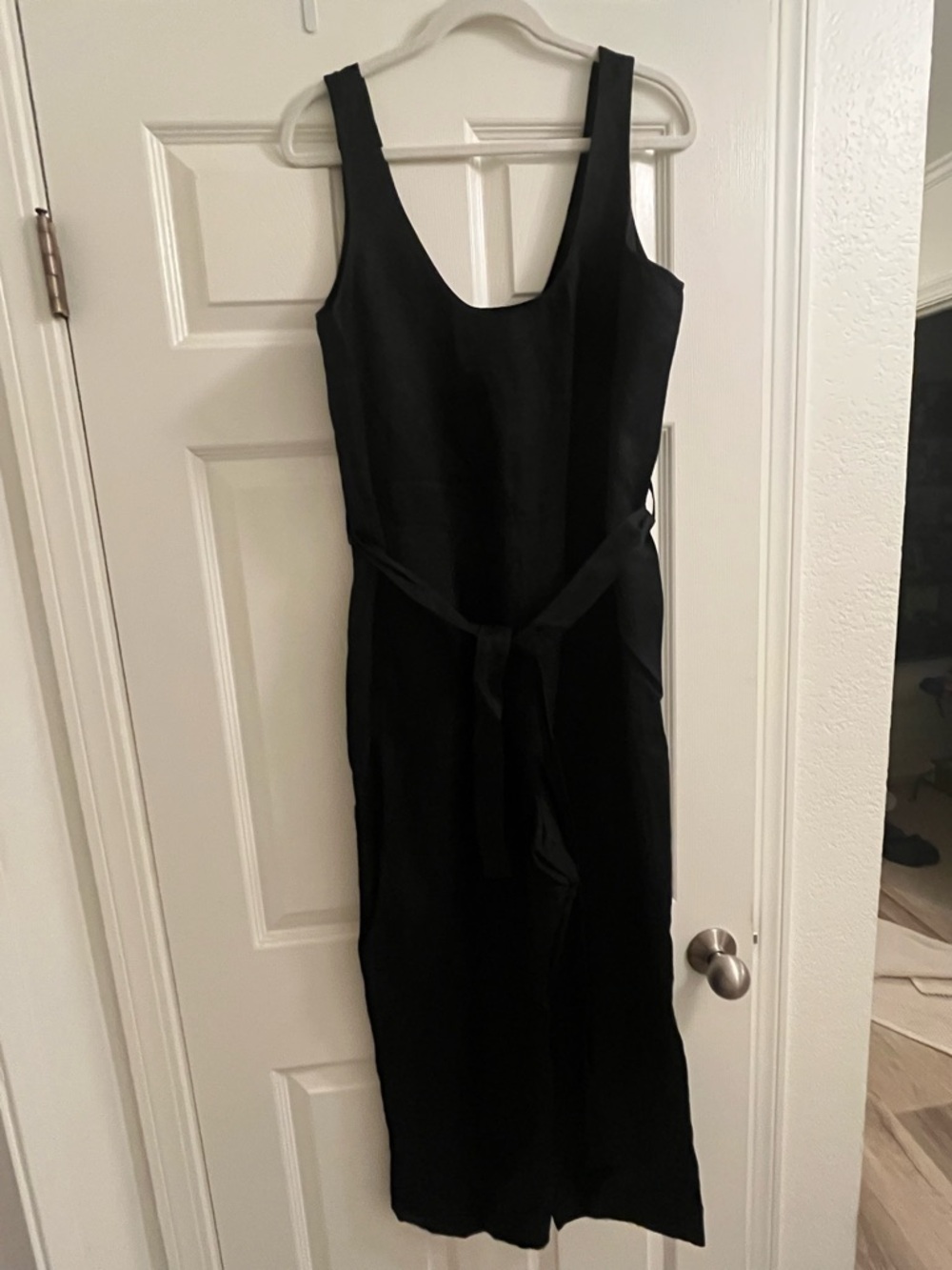 Banana Republic Linen Blend Black Jumpsuit with Waist Tie